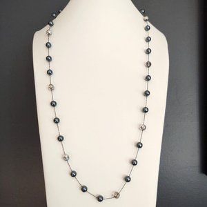 Single strand slate gray & blue/silver AB necklace